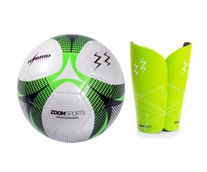 Balón Zoom Futbol Professional Verde # 5 + Canilleras