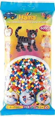 Hama Beads Midi Perler Paquete 6000unids Mix Colores Solidos
