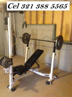 KIT COMPLETO DE PESAS DISCOS MANCUERNAS BARRAS GYM - San