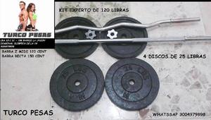 kit de pesas de 120 libras experto nuevo barras 3004979898