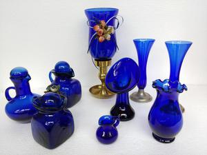Juego Decorativo en Vidrio Azul 9 Piezas