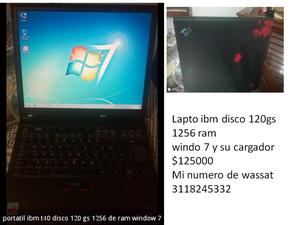 Lapto ibm disco 120gs  ram windo 7 y su cargador $