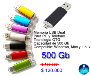 Memoria USB Dual de 500Gb