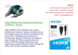 Cable HDMI de alta velocidad x 2 metros de largo Beston
