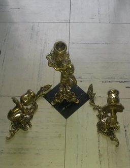juego de candelabros antiguos en bronce