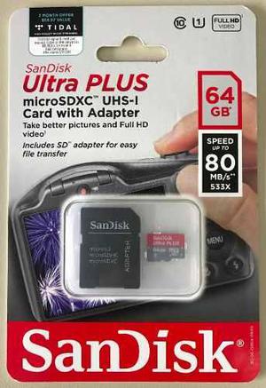 Tarjeta Micro Sdhc Sandisk 64gb Clase 10 Sandisk Ultra Plus