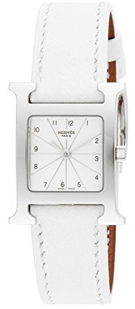 Hermes H Del Reloj De Pulsera De Plata Del Dial Del Becerro