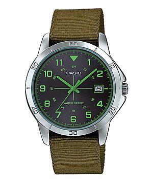Reloj Casio Mtp_v008b_3b Tela Verde Hombre