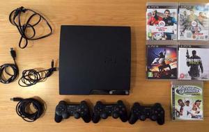 Playstation 3 + 5 Juegos (fifa, Cod) + 3 Controles + Cables