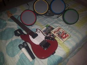 Kit Rock Band 3 Guitarra Bateria Microfonos 2 juegos