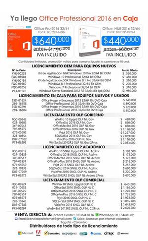 Lista Precios Microsoft Office Pro 