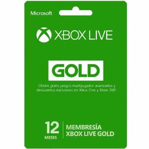 Membresía Xbox Live Gold 12 Meses Fisico - Neiva