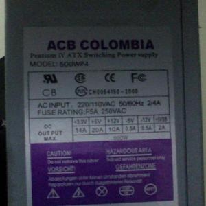 Fuente ATX 500 vatios 110/220 voltios - Popayán