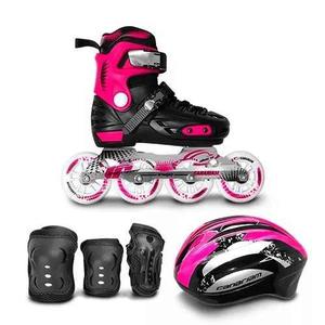 Combo Patines Canariam Free Runner Casco Y Kit De Proteccion