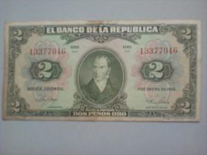 Billete 2 Pesos Colombia 1 Enero De 