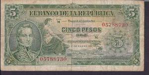 Billete De Colombia Cinco (5) Pesos Oro - 1 Enero 