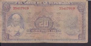 Billete De Colombia Veinte (20) Pesos Oro - 1 Enero 