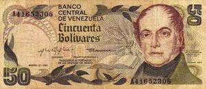 Billete De Venezuela De Cincuenta Bolivares
