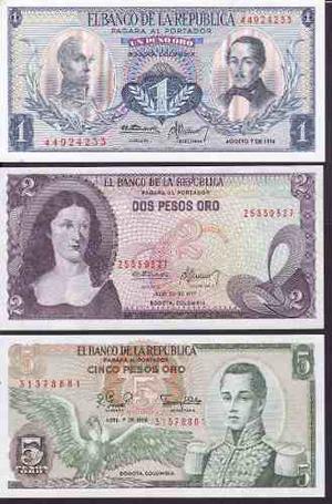 Colección 14 Billetes Antiguos De Colombia Unc Sin Circular