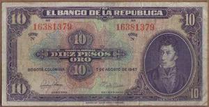 Colombia, 10 Pesos 7 Ago  Bgw170