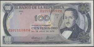Colombia 100 Pesos 20 Jul  Bgw306 Reposicion R