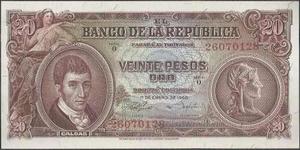 Colombia, 20 Pesos 1 Ene  Bgw219