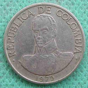 Moneda Colombia Error 1 Peso  Girada 25 Grados Escasa