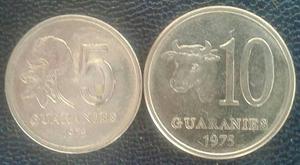 Paraguay Duo De Monedas De 5 Y 10 Guaranies