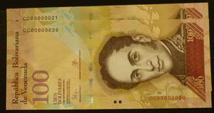 Pareja De Billetes De 100 Bolivares Consecutivos 2 Digitos