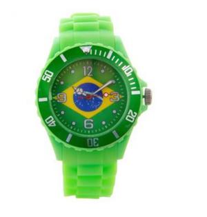 Reloj Deportivo Verde Brasil Unisex Fútbol