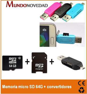 Tarjeta Memoria Micro Sd 64gb Clase 10 + Convertidor Otg