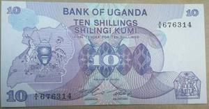 Uganda Billete De 10 Chelines