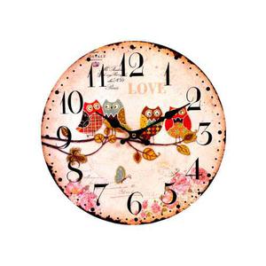 Reloj De Pared Vintage 34 Cm Buhos Love