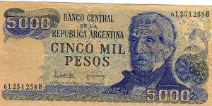 Billete De Argentina De Cinco Mil Pesos