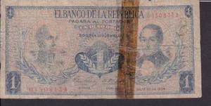 Billete De Colombia Un (1) Peso Oro - 20 Julio 