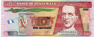 Billete De Guatemala De 10 Quetzales