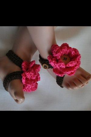 Sandalias Bebe Pies Descalsos Crochet Y Perlas 2 Pare