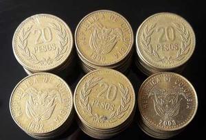 Cincuenta Y Ocho (58) Monedas De 20 Pesos Colombia