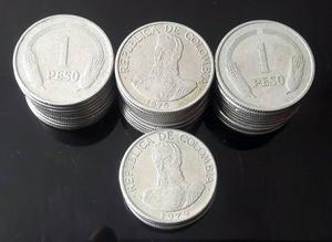 Treinta Y Cinco (35) Monedas De 1 Peso Colombia