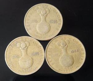 Tres Monedas De 20 Pesos Colombia