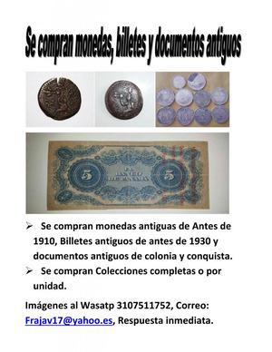 Monedas, Billetes y documentos Antiguos