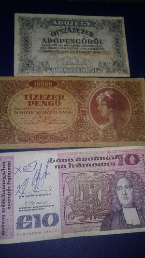 Tres Antiguos Billetes de Europa