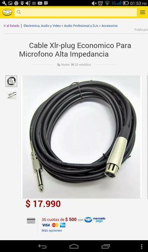 Microfono Cable Y Tarjeta de Audio
