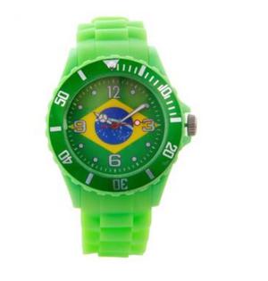 Reloj Deportivo Verde Brasil Unisex Fútbol Pequeño