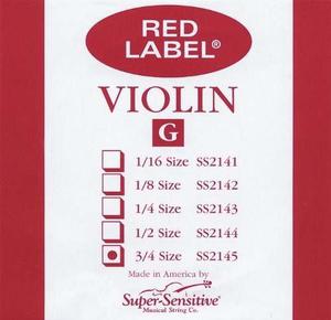 Super Sensitive Red Label  Violín Secuencia De G, 3/4
