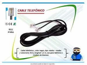 Cable Telefónico Color Negro 4 Hilos