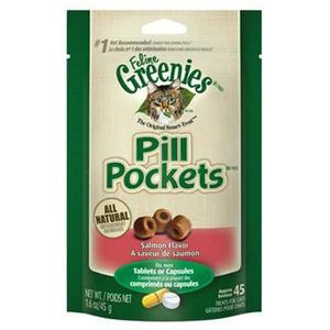 Felino Greenies Píldora Bolsillos Cat Treats, Salmón, 45