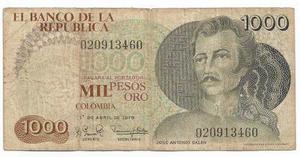 Billete Colombia De  Pesos Abril 1 De  Galan Oferta
