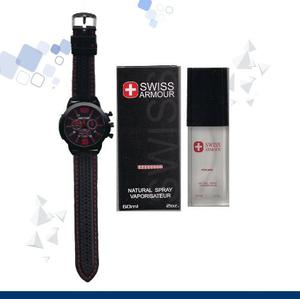 Fragancia Inspirada En Swiss Army + Reloj Negro