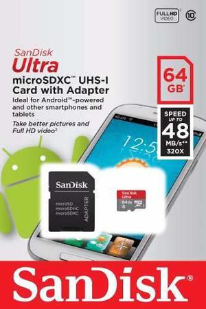 Memoria Sandisk Ultra 64gb Micro Sdxc Uhs-i Clase 10 Full Hd